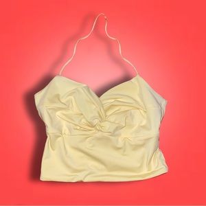 BRAND NEW OH POLLY TWIST KNOT HALTER TOP IN YELLOW